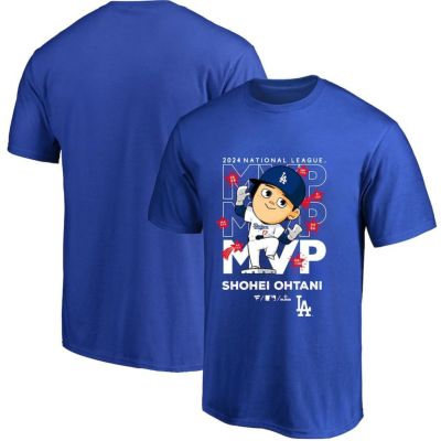 MLB 大谷翔平 ドジャース Tシャツ 2024 ナショナルリーグ MVP 獲得記念 イラスト Tシャツ Fanatics ブルー