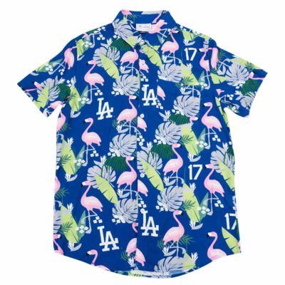 MLB 大谷翔平 ドジャース アロハシャツ 【海外版】Botanical Aloha Shirt FOCO ブルー