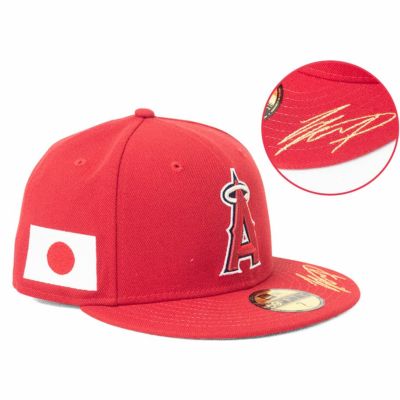 MLB 大谷翔平 エンゼルス キャップ 【セレクション別注】Japan Flag 日本国旗 59FIFTY サイン刺繍 ニューエラ/New Era レッド