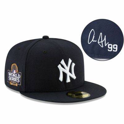 MLB アーロン・ジャッジ ヤンキース キャップ 【海外カスタム】サイン刺繍 ワールドシリーズ2024 59FIFTY ニューエラ/New Era ネイビー