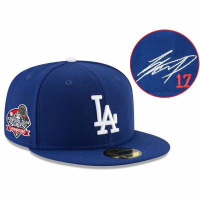 MLB 大谷翔平 ドジャース キャップ 【海外カスタム】ワールドシリーズ2024優勝記念 サイン刺繍 59FIFTY ニューエラ/New Era ロイヤル