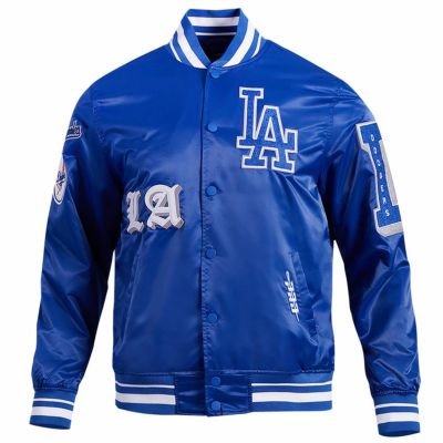 MLB ドジャース ジャケット OLD ENGLISH RIB サテン スタジャン Pro Standard ロイヤル