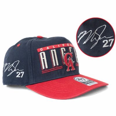 MLB マイク・トラウト カリフォルニア・エンゼルス キャップ 【海外カスタム】クーパーズタウン サイン刺繍 47Brand ネイビー レッド