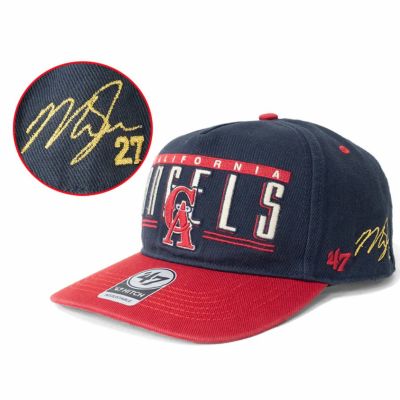 MLB マイク・トラウト カリフォルニア・エンゼルス キャップ 【海外カスタム】クーパーズタウン サイン刺繍 47Brand ネイビー レッド