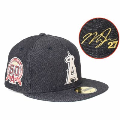 MLB マイク・トラウト エンゼルス キャップ 【海外カスタム】50周年記念 サイン刺繍 59FIFTY ニューエラ/New Era デニム