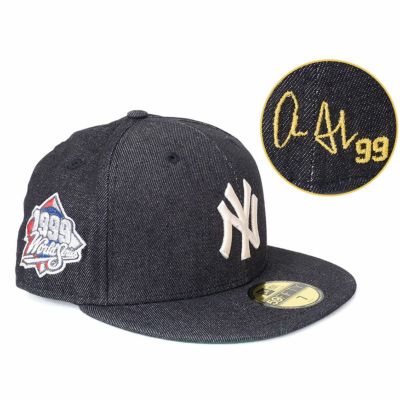 MLB アーロン・ジャッジ ヤンキース キャップ 【海外カスタム】ワールドシリーズ1999 サイン刺繍 59FIFTY ニューエラ/New Era デニム