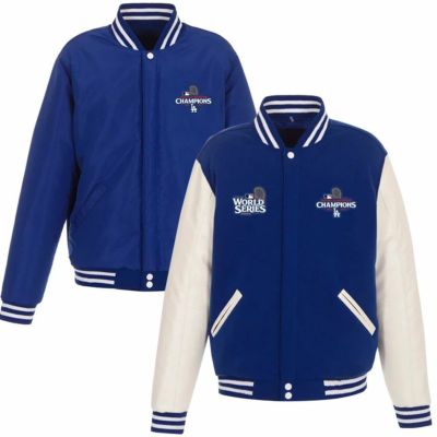 MLB ドジャース ジャケット 【海外版】8x ワールドシリーズ優勝 リバーシブル スタジャン バーシティー JH Design ロイヤル ホワイト