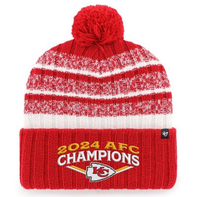 NFL チーフス ニットキャップ 2024 AFC 優勝記念 Tavern Cuffed Knit Hat with Pom 47Brand レッド