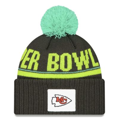 NFL チーフス ニットキャップ 第59回スーパーボウル 進出 Cuffed Knit Hat with Pom ニューエラ/New Era ブラック