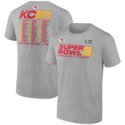 NFL チーフス Tシャツ 第59回スーパーボウル 進出 Roster T-Shirt Fanatics ヘザーグレー