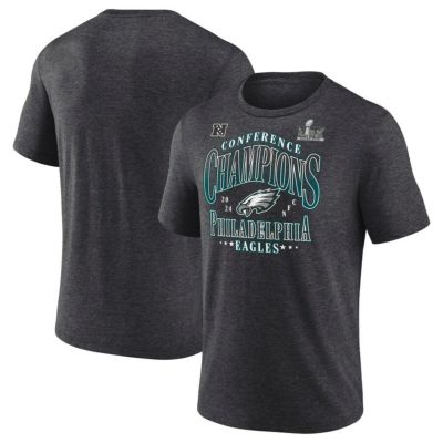 NFL イーグルス Tシャツ 2024 NFC 優勝記念 Right Side Draw Tri-Blend T-Shirt Fanatics ヘザーチャコール