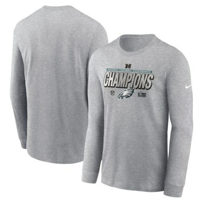 NFL イーグルス Tシャツ 2024 NFC 優勝記念 ロッカールーム Trophy Collection ロング T-Shirt ナイキ/Nike ヘザーグレー