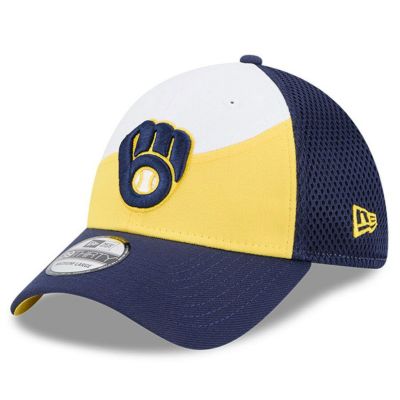 MLB ブリュワーズ キャップ 【海外版】2025 スプリングトレーニング 39THIRTY Flex ニューエラ/New Era イエロー ネイビー