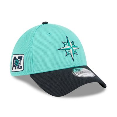 MLB マリナーズ キャップ 【海外版】2025 スプリングトレーニング 39THIRTY Flex ニューエラ/New Era アクア ネイビー
