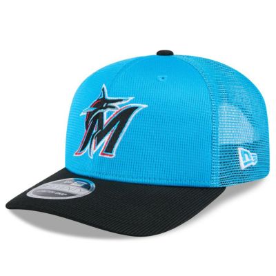 MLB マーリンズ キャップ 【海外版】2025 スプリングトレーニング 9SEVENTY トラッカーメッシュ ニューエラ/New Era ブルー ブラック