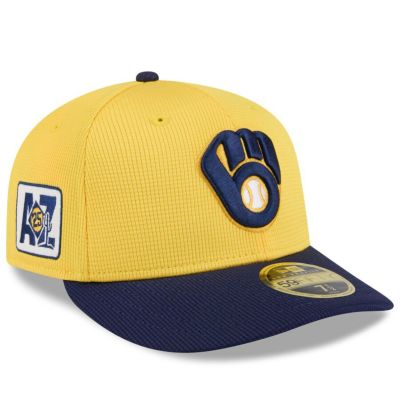 MLB ブリュワーズ キャップ 【海外版】2025 スプリングトレーニング 59FIFTY ロープロファイル ニューエラ/New Era ゴールド ネイビー