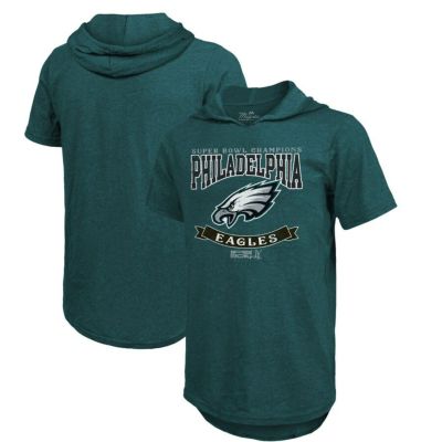 NFL イーグルス Tシャツ 第59回スーパーボウル 優勝記念 Coffin Corner Tri-Blend Hoodie T-Shirt Majestic ミッドナイトグリーン