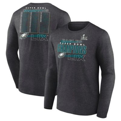 NFL イーグルス Tシャツ 第59回スーパーボウル 優勝記念 Roster Long Sleeve T-Shirt Fanatics ヘザーチャコール