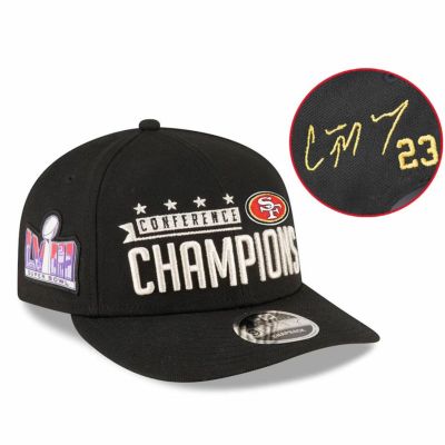 NFL クリスチャン・マカフリー 49ers キャップ 【海外買付】2023 NFC優勝 ロッカールーム 9FIFTY LP サイン刺繍 ニューエラ/New Era