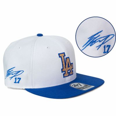 MLB 大谷翔平 ドジャース キャップ 【海外買付】Corks Captain Snapback Hat (Blue Sign) 47Brand White/Royal/Cork