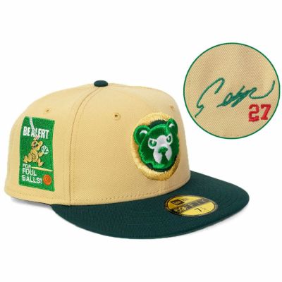 MLB 鈴木誠也 カブス キャップ 【海外買付】ファールボールに注意パッチ 59FIFTY サイン刺繍 ニューエラ/New Era カーキ