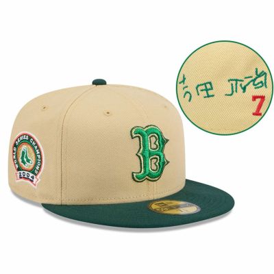 MLB 吉田正尚 レッドソックス キャップ 【海外買付】ワールドシリーズ2004 優勝 59FIFTY 漢字サイン刺繍 ニューエラ/New Era カーキ