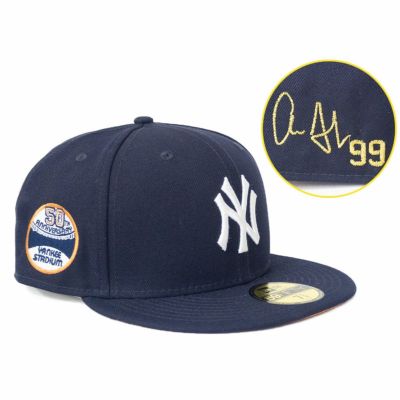 MLB アーロン・ジャッジ ヤンキース キャップ 【海外買付】ヤンキースタジアム 50周年 59FIFTY サイン刺繍 ニューエラ/New Era ネイビー