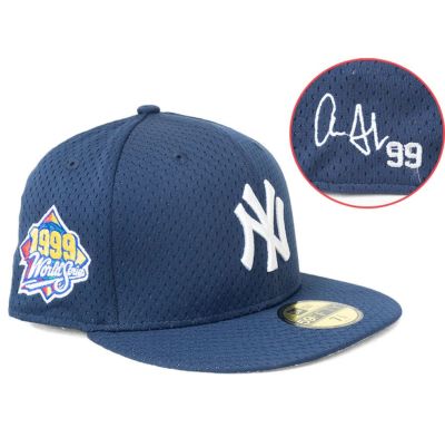 MLB アーロン・ジャッジ ヤンキース キャップ 【海外買付】ワールドシリーズ 1999 BP 59FIFTY サイン刺繍 ニューエラ/New Era ネイビー