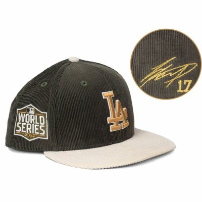 MLB 大谷翔平 ドジャース キャップ 【海外買付】2020 ワールドシリーズ Patch 59FIFTY Fitted ニューエラ/New Era モス クリーム