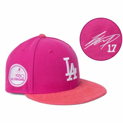 MLB 大谷翔平 ドジャース キャップ 【海外買付】オールスターゲーム1980 Patch 59FIFTY サイン刺繍 ニューエラ/New Era ダークピンク