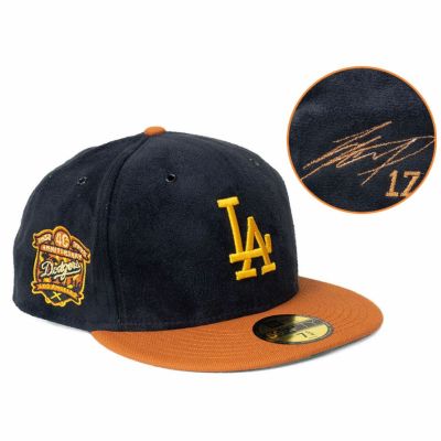 MLB 大谷翔平 ドジャース キャップ 【海外買付】40周年 Patch 59FIFTY サイン刺繍 ニューエラ/New Era ブラック バーントオレンジ