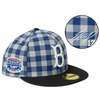 MLB 大谷翔平 ドジャース キャップ 【海外買付】1955 1st ワールドシリーズ Patch 59FIFTY サイン刺繍 ニューエラ/New Era ブルー