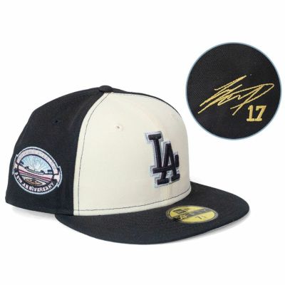 MLB 大谷翔平 ドジャース キャップ 海外買付 ドジャースタジアム50周年 Patch CP 59FIFTY サイン刺繍 ニューエラ/New Era クリーム