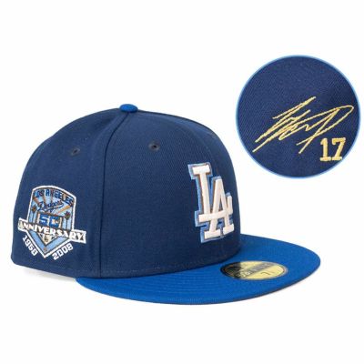 MLB 大谷翔平 ドジャース キャップ 【海外買付】50周年 パッチ 2Tone 59FIFTY Fitted サイン刺繍 ニューエラ/New Era ネイビー ロイヤル