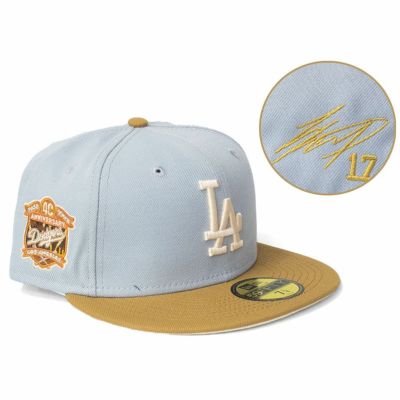 MLB 大谷翔平 ドジャース キャップ 【海外買付】40周年 パッチ 2Tone 59FIFTY Fitted サイン刺繍 ニューエラ/New Era グレー カーキ