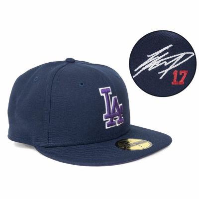 MLB 大谷翔平 ドジャース キャップ 【海外買付】Color Pack 59FIFTY Fitted サイン刺繍 ニューエラ/New Era ネイビー パープルロゴ