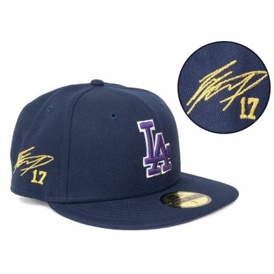 MLB 大谷翔平 ドジャース キャップ 【海外買付】Color Pack 59FIFTY Fitted サイン刺繍 ニューエラ/New Era ネイビー パープルロゴ