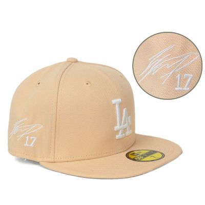 MLB 大谷翔平 ドジャース キャップ 【海外買付】Color Pack 59FIFTY Fitted サイン刺繍 ニューエラ/New Era マンゴー