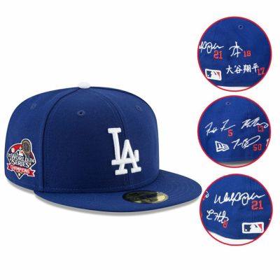 MLB 大谷翔平 ドジャース キャップ 【海外買付】 2024 ワールドシリーズ優勝 59FIFTY ドジャース5選手 サイン刺繍 ニューエラ/New Era