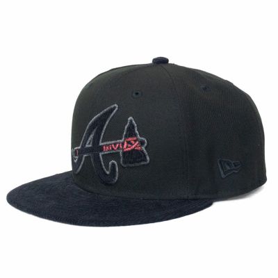 MLB ブレーブス キャップ 【海外買付】コーデュロイバイザー 59Fifty Fitted CAP ニューエラ/New Era ブラック