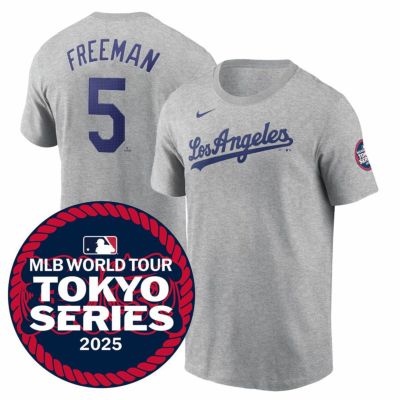MLB フレディ・フリーマン ドジャース Tシャツ 東京シリーズ2025 ネーム＆ナンバー T-Shirt ナイキ/Nike ヘザーグレー