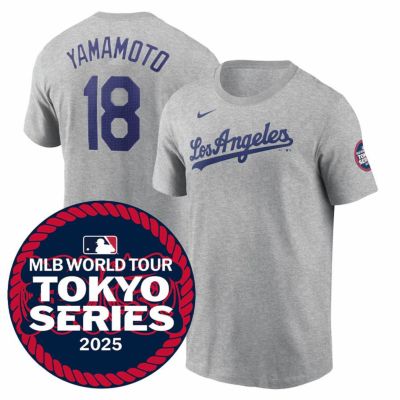 MLB 山本由伸 ドジャース Tシャツ 東京シリーズ2025 ネーム＆ナンバー T-Shirt ナイキ/Nike ヘザーグレー