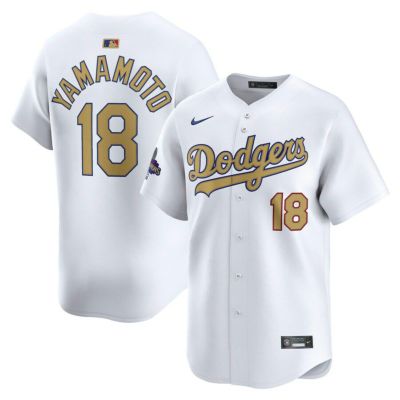 【海外モデル】MLB 山本由伸 ドジャース ユニフォーム 2025ゴールドコレクション WS優勝 リミテッド ジャージ ナイキ/Nike ホワイト