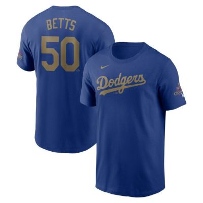 【海外モデル】MLB ムーキー・ベッツ ドジャース Tシャツ 2025ゴールドコレクション WS優勝 ネーム＆ナンバー ナイキ/Nike ロイヤル
