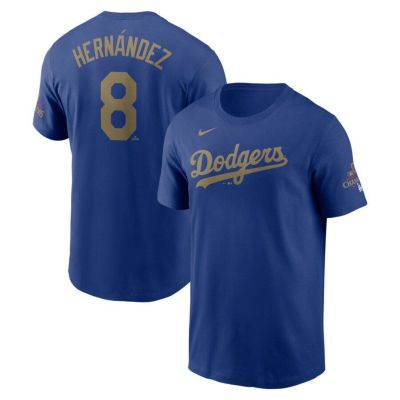 【海外モデル】MLB エンリケ・ヘルナンデス ドジャース Tシャツ 2025ゴールドコレクション WS優勝 ネーム＆ナンバー ナイキ/Nike ロイヤル