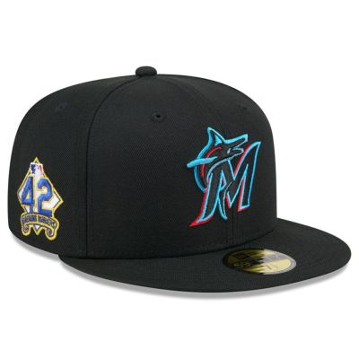 MLB マーリンズ キャップ 2025 ジャッキー・ロビンソンデー 59FIFTY Fitted Hat ニューエラ/New Era ブラック