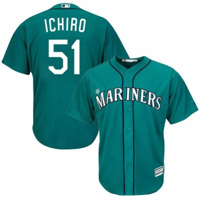 リニューアル記念メガセール MLB マリナーズ イチロー クールベース プレイヤー レプリカ ゲーム ユニフォーム/ジャージ オルタネートグリーン 