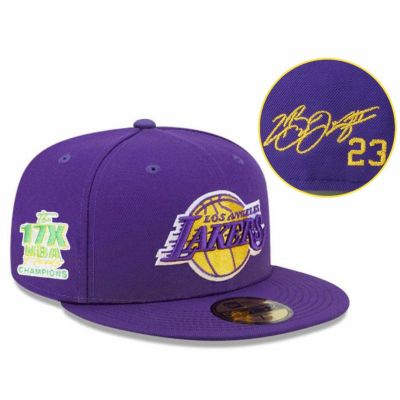 NBA レブロン・ジェームズ レイカーズ キャップ 【現地買付カスタム】17x NBAファイナル 優勝 59FIFTY サイン刺繍 ニューエラ/New Era
