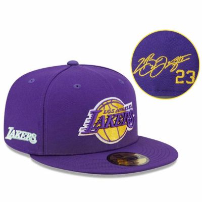 NBA レブロン・ジェームズ レイカーズ キャップ 【現地買付カスタム】59FIFTY Cap サイン刺繍 ニューエラ/New Era パープル/ミント