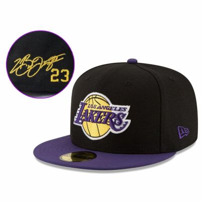 NBA レブロン・ジェームズ レイカーズ キャップ 【現地買付カスタム】2-Tone 59FIFTY Fitted  サイン刺繍 ニューエラ/New Era